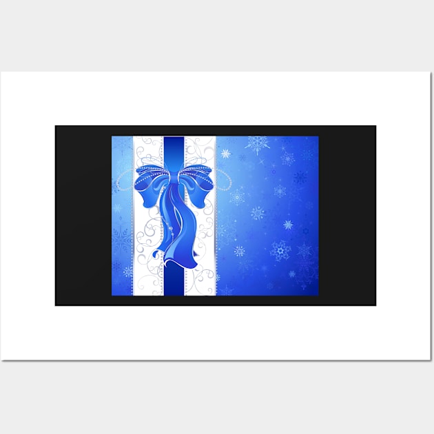 Blue bow on a blue background Wall Art by Blackmoon9